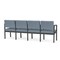 Lesro Lenox Steel 4 Seat Tandem Seating Metal Frame, Charcoal, RS Rain Song Upholstery LS4103 - alternate 2